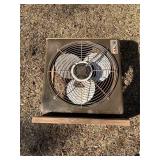 Vintage Box Fan With Metal Blades and Wooden Frame