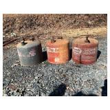 Set of Three Vintage Galvanized Gasoline Cans with