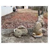 Pair of Concrete Rabbit Garden Statues
