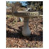 Concrete Bird Bath with Greek Key Pattern