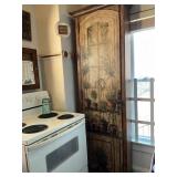 Wooden Cabinet with Painted Garden Motif