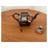 Elephant-Shaped Ceramic Teapot with Painted Floral