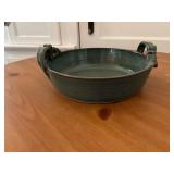 Hand-Thrown Green Ceramic Dish with Handles, Signe