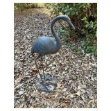 Cast Metal Crane Garden Sculpture