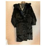 Black Faux Fur Coat with Hood