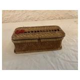 Woven Straw Box With Assorted Buttons