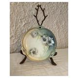 R.S. Germany Handled Porcelain Plate with Brass Ea