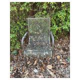 Wrought Iron Mesh Patio Chair with Decorative Back