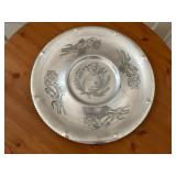 Handcrafted Aluminum Plate with Floral Engravings