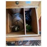 Wooden Storage Cabinet Containing Meat Grinder and