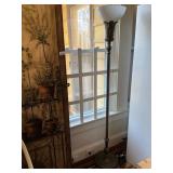 Metal Torchiere Floor Lamp with Frosted Glass Shad