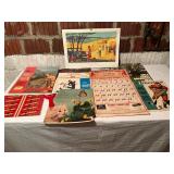 Collection of Paper Advertisements, Calendars, and