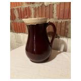 Brown Glazed Ceramic Pitcher with Handle