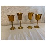 Set of Four Brass Goblets with Varied Designs
