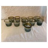 Set of 10 Handcrafted Blown Glass Tumblers with Am