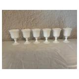 Set of Six Milk Glass Goblets with Grape Motif