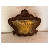 Wood and Brass Wall-Mounted Decorative Planter