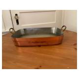 Rectangular Copper Roasting Pan with Brass Handles