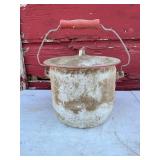 Enamelware Bucket with Lid and Handle