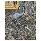 Cast Metal Crane Garden Sculpture