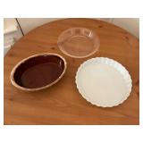 Set of Three Baking Dishes in Ceramic and Glass