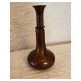 Brown Ceramic Vase with Twisted Cord Detail