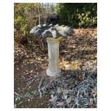 Concrete Bird Bath on Column Pedestal