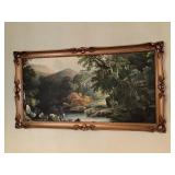 Framed Landscape Print With Ornate Gilded Frame