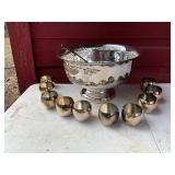 Leonard Silver Plated Punch Bowl Set With Cups and