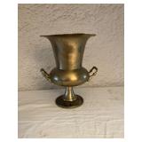 Brass Urn with Floral Rim and Handles