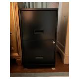 Black Metal Two-Drawer Filing Cabinet with Key Loc