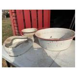 Set of Enamelware Basins and Chamber Pot