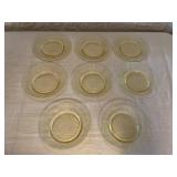 Set of Eight Vintage Amber Depression Glass Plates