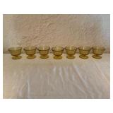 Set of Seven Amber-Colored Pressed Glass Dessert C