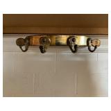 Brass Wall-Mounted Coat Rack with Four Hooks