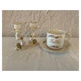 Occupied Japan Tea Cup with Saucer and Pair of Man