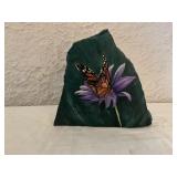 HANDPAINTED BUTTERFLY AND ROAD RUNNER ROCK