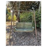 Wooden Porch Swing With Metal Frame