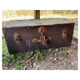 Rectangular Wooden Trunk with Metal Hardware