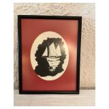 Framed Silhouette Artwork of Sailing Boat