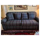 Plaid Upholstered Sleeper Sofa with Cushions