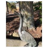 Cast Metal Crane Sculpture with Weathered Patina