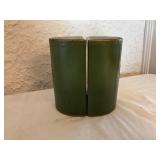 Green Metal Bookend Pair With Embossed Pattern