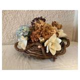 Rustic Wicker Basket with Artificial Flowers