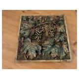 Carved Wood Wall Plaque Signed ï¿½K. Diinï¿½ With Grap