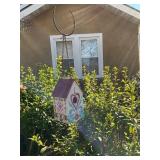 Painted Wooden Hanging Birdhouse with Chain