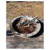 Cast Concrete Sundial with Roman Numerals and Deco