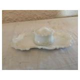 Milk Glass Dresser Set With Tray And Jar