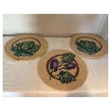 Set of Three Hand-Hooked Wool Mats