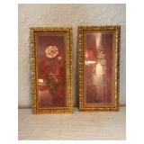Pair of Framed Floral Prints with Gold-Tone Frames